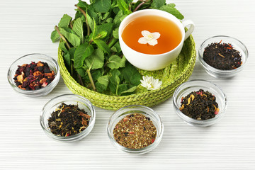 Assortment of tea on table