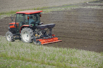 Fototapeta premium tractor plowing a field