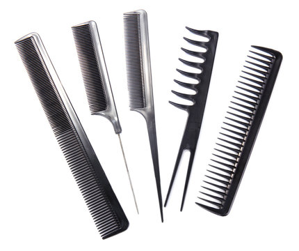 Professional combs isolated on white