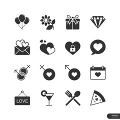 Dating & celebrate Icons set