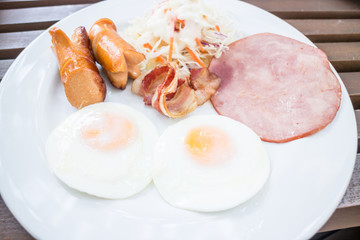 Plate of breakfast with star eggs