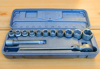 Box with tools for repair of the car