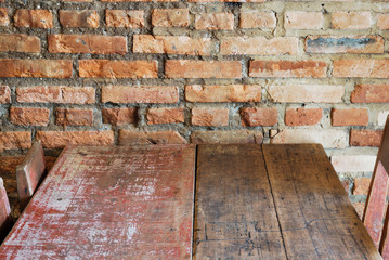 old dirty interior with brick wall, vintage background