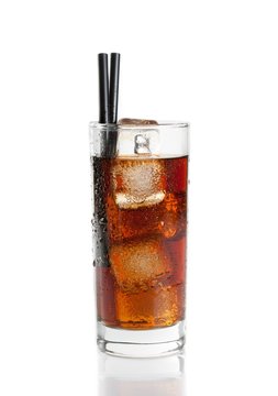 fresh coke with straw isolated, summer time