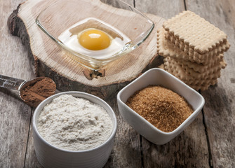 Egg flour sugar baking products