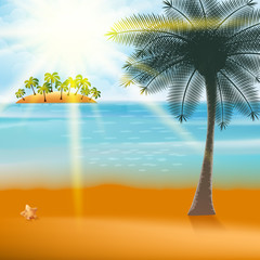 Summer Holiday Flyer Design with palm trees.