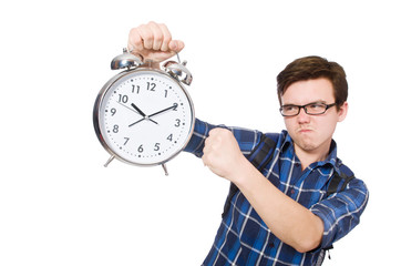 Student missing his studying deadlines on white