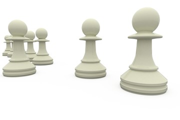 White chess pawns in a row