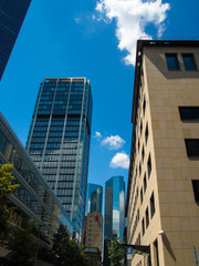 Obraz premium Skyscrapers in the financial district of Frankfurt, Germany