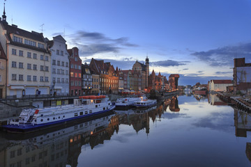 Gdansk, Motlawa waterfront just after sunset
