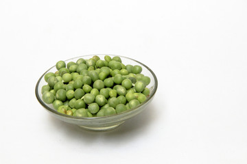 Green Peas in Glass Dish
