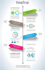 Timeline Infographic design template with paper tags