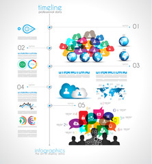 Timeline Infographic design template with paper tags