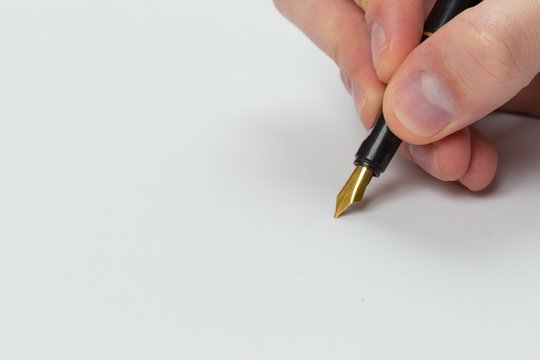 Hand writing with fountain pen