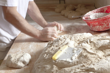 Baker Working with Dough.