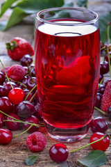 juice made from organic strawberries, cherries and raspberries