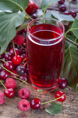 juice made from organic strawberries, cherries and raspberries