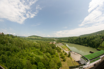 Widok z zapory wodnej na Sanie, SOLINA, Polska