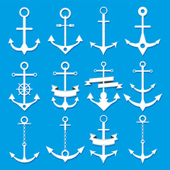 Set of anchor symbols or logo template vector