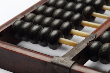 old abacus ancient classic close up isolated on white background