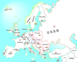 Fototapeta premium Map of Europe 1985