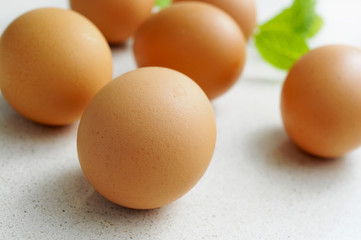 brown eggs on a kitchen countertop