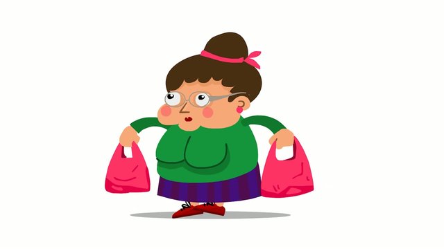 Gro&szlig;mutter, Hausfrau shopping Animation