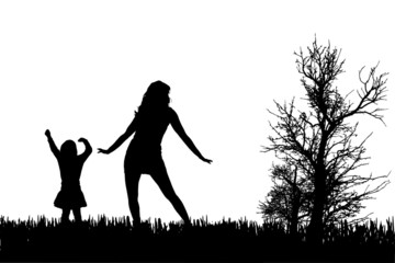 Vector silhouette of family.