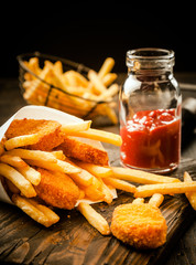 Crisp golden battered fried fish with chips