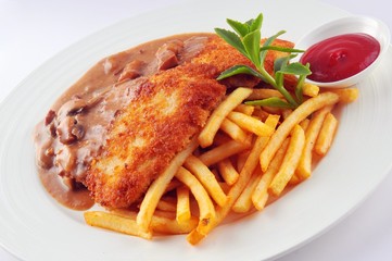 Deep-Fried Spare Ribs and French fries