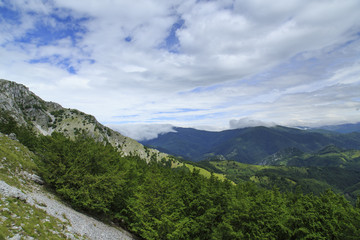Beautiful mountain scenery in the Alps in summer and limestone