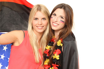 Fußballfans aus USA und Deutschland