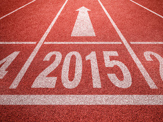 New year 2015 diggits on sport track with arrow. Good start, gro
