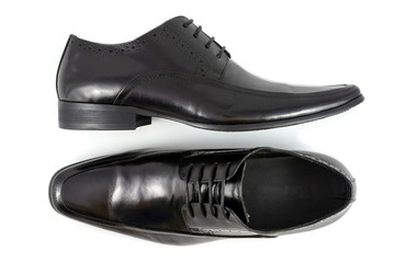 black leather man boot