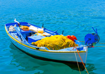 Beatiful Greek fishing boat at Poros island in Greece