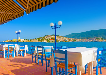 Traditional restaurant in Poros island in Greece - 65903448