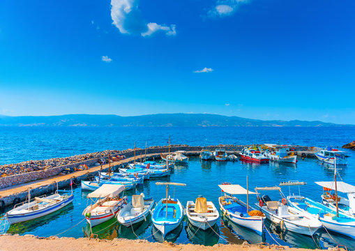 Kamini port a beautiful village in Hydra island in Greece