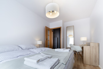 Double bad in modern interior design room