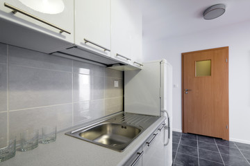 Modern white kitchen clean interior design