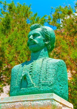 Cooper Made Statue At Hydra Island In Greece