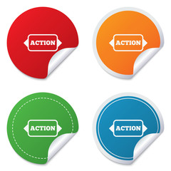 Action sign icon. Motivation button with arrow.