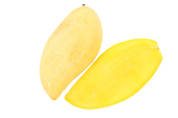 Fresh ripe mango to slice of isolated.