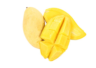 Fresh ripe mango to slice of isolated.