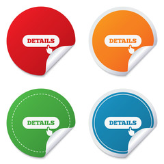 Details with hand pointer icon. More symbol.