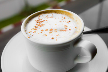 Coffee hot cappuccino in cup