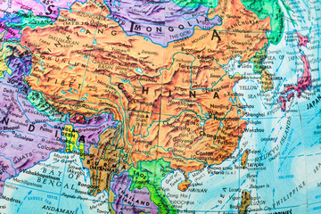 Naklejka premium Stara mapa świata w Chinach