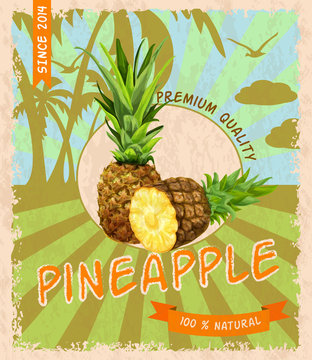 Pineapple retro poster