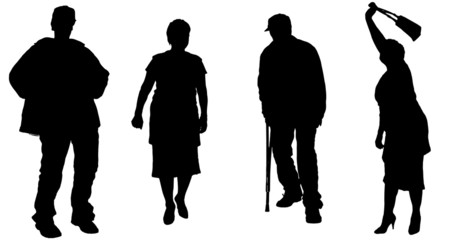 Vector silhouette of old people.