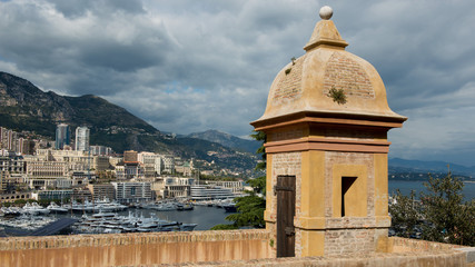 Fototapeta na wymiar Fortification over the Port of Montecarlo