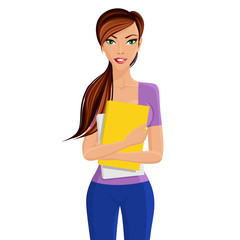 Student girl holding folder